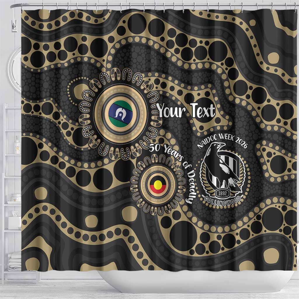 Collingwood NAIDOC Week 2026 Personalised Shower Curtain 50 Years of Deadly Aboriginal Art