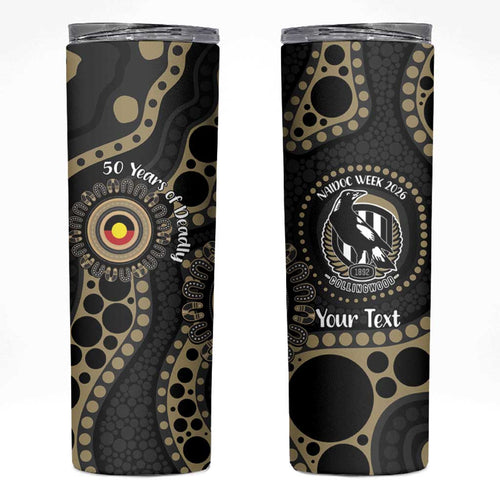 Collingwood NAIDOC Week 2026 Personalised Skinny Tumbler 50 Years of Deadly Aboriginal Art