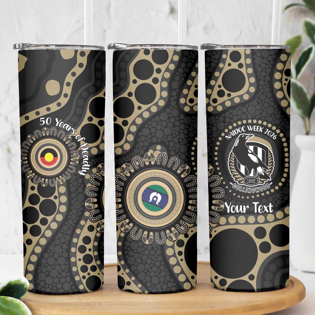 Collingwood NAIDOC Week 2026 Personalised Skinny Tumbler 50 Years of Deadly Aboriginal Art