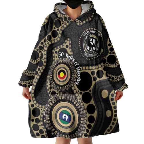 Collingwood NAIDOC Week 2026 Personalised Wearable Blanket Hoodie 50 Years of Deadly Aboriginal Art