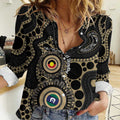 Collingwood NAIDOC Week 2026 Personalised Women Casual Shirt 50 Years of Deadly Aboriginal Art