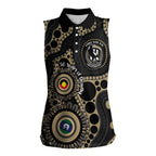 Collingwood NAIDOC Week 2026 Personalised Women Sleeveless Polo Shirt 50 Years of Deadly Aboriginal Art