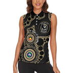 Collingwood NAIDOC Week 2026 Personalised Women Sleeveless Polo Shirt 50 Years of Deadly Aboriginal Art