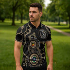 Collingwood NAIDOC Week 2026 Personalised Zipper Polo Shirt 50 Years of Deadly Aboriginal Art