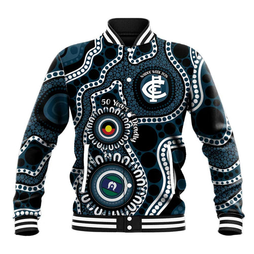 Carlton NAIDOC Week 2026 Personalised Baseball Jacket 50 Years of Deadly Aboriginal Art