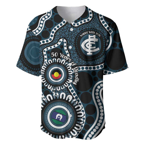 Carlton NAIDOC Week 2026 Personalised Baseball Jersey 50 Years of Deadly Aboriginal Art