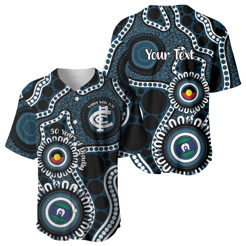 Carlton NAIDOC Week 2026 Personalised Baseball Jersey 50 Years of Deadly Aboriginal Art