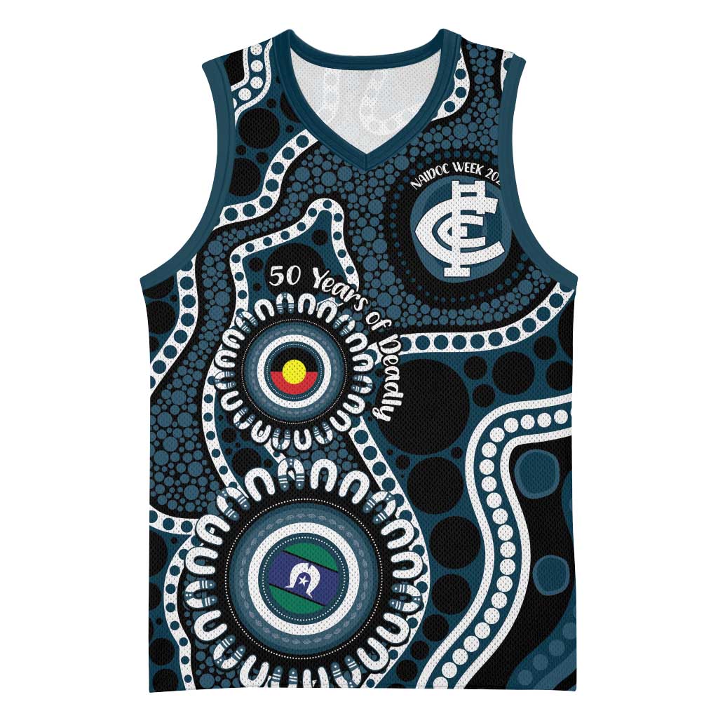 Carlton NAIDOC Week 2026 Personalised Basketball Jersey 50 Years of Deadly Aboriginal Art
