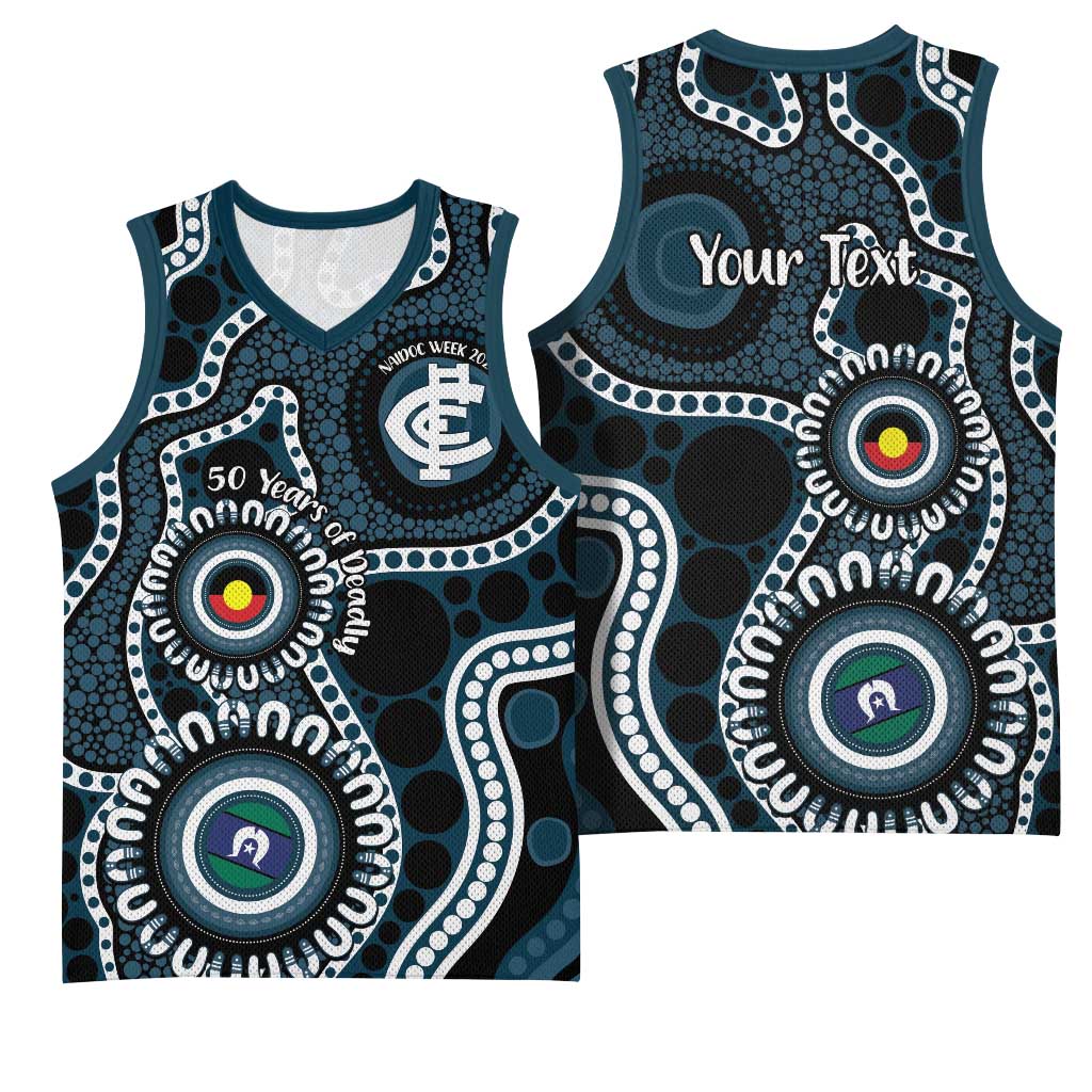 Carlton NAIDOC Week 2026 Personalised Basketball Jersey 50 Years of Deadly Aboriginal Art