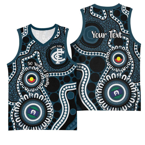 Carlton NAIDOC Week 2026 Personalised Basketball Jersey 50 Years of Deadly Aboriginal Art