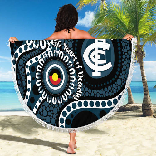 Carlton NAIDOC Week 2026 Personalised Beach Blanket 50 Years of Deadly Aboriginal Art