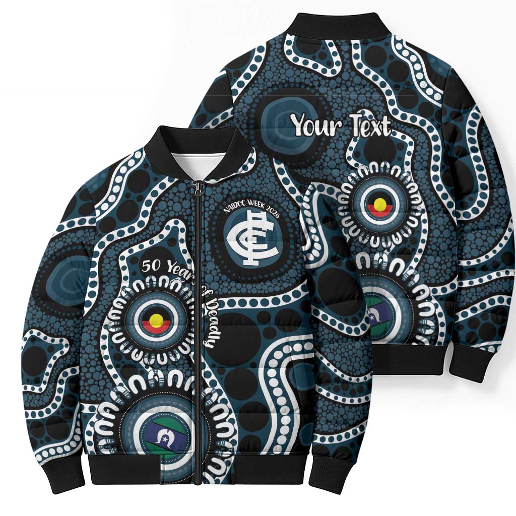 Carlton NAIDOC Week 2026 Personalised Bomber Puffer Jacket 50 Years of Deadly Aboriginal Art