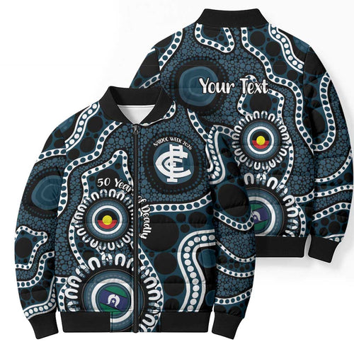 Carlton NAIDOC Week 2026 Personalised Bomber Puffer Jacket 50 Years of Deadly Aboriginal Art