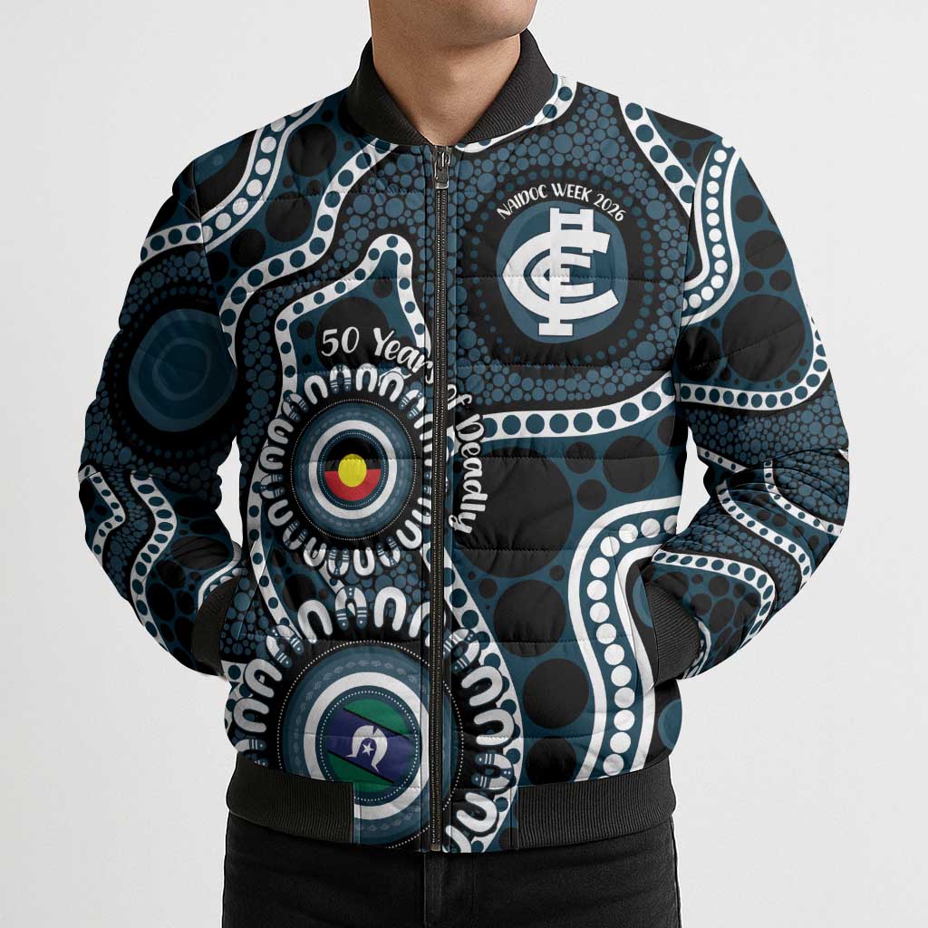 Carlton NAIDOC Week 2026 Personalised Bomber Puffer Jacket 50 Years of Deadly Aboriginal Art