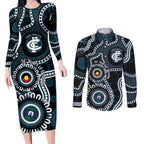 Carlton NAIDOC Week 2026 Personalised Couples Matching Long Sleeve Bodycon Dress and Long Sleeve Button Shirt 50 Years of Deadly Aboriginal Art