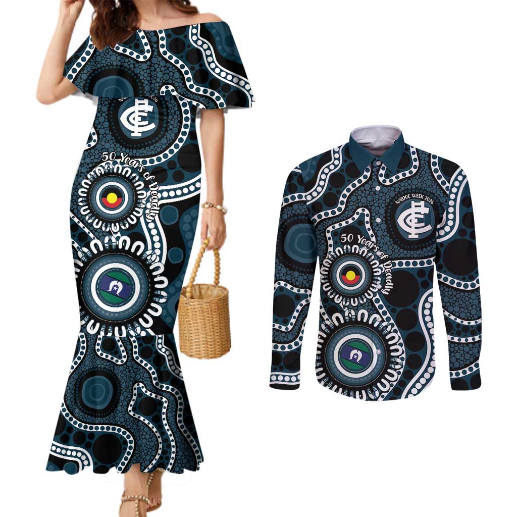Carlton NAIDOC Week 2026 Personalised Couples Matching Mermaid Dress and Long Sleeve Button Shirt 50 Years of Deadly Aboriginal Art