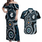 Carlton NAIDOC Week 2026 Personalised Couples Matching Off Shoulder Maxi Dress and Hawaiian Shirt 50 Years of Deadly Aboriginal Art
