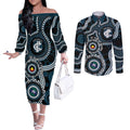 Carlton NAIDOC Week 2026 Personalised Couples Matching Off The Shoulder Long Sleeve Dress and Long Sleeve Button Shirt 50 Years of Deadly Aboriginal Art