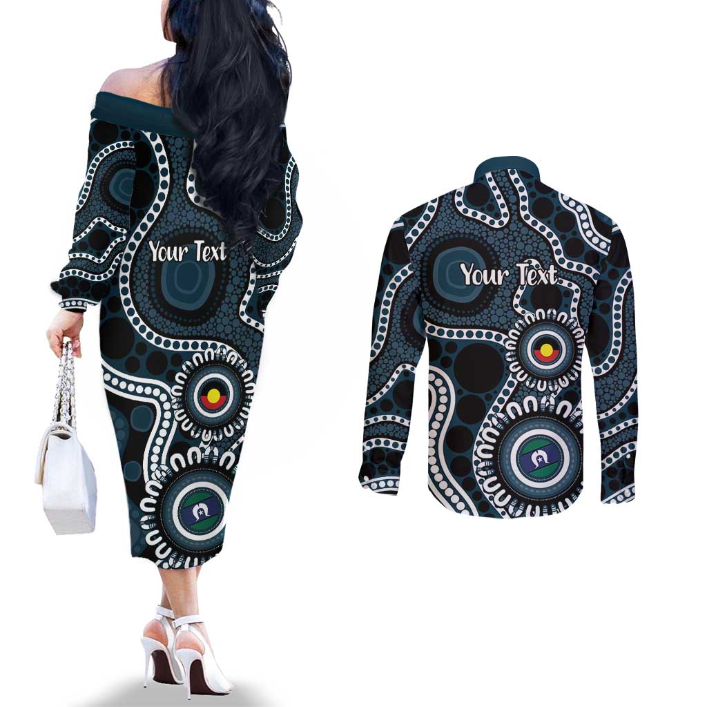 Carlton NAIDOC Week 2026 Personalised Couples Matching Off The Shoulder Long Sleeve Dress and Long Sleeve Button Shirt 50 Years of Deadly Aboriginal Art