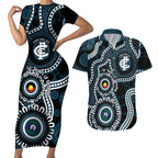 Carlton NAIDOC Week 2026 Personalised Couples Matching Short Sleeve Bodycon Dress and Hawaiian Shirt 50 Years of Deadly Aboriginal Art