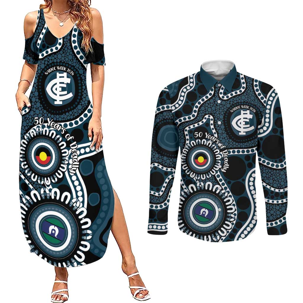 Carlton NAIDOC Week 2026 Personalised Couples Matching Summer Maxi Dress and Long Sleeve Button Shirt 50 Years of Deadly Aboriginal Art