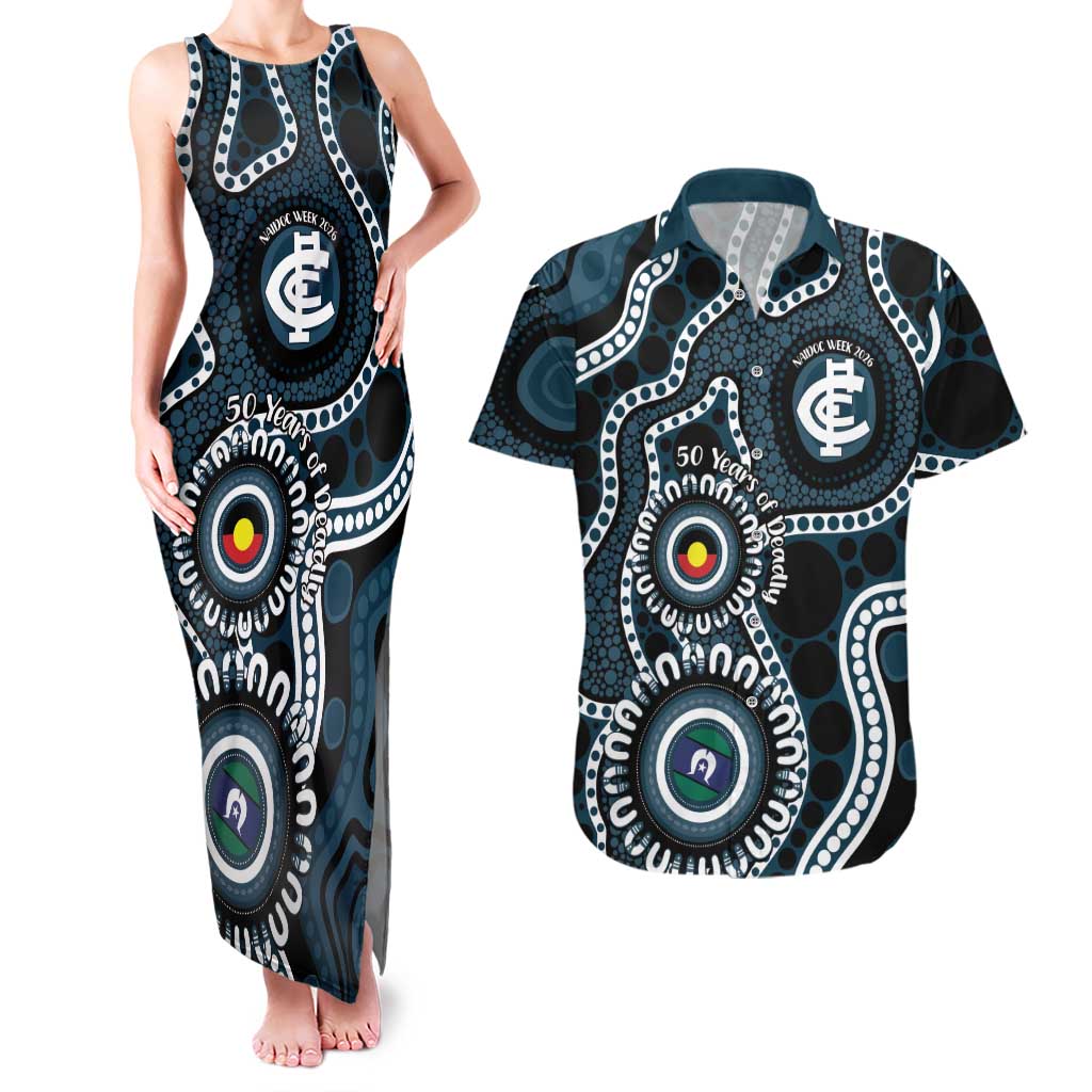 Carlton NAIDOC Week 2026 Personalised Couples Matching Tank Maxi Dress and Hawaiian Shirt 50 Years of Deadly Aboriginal Art