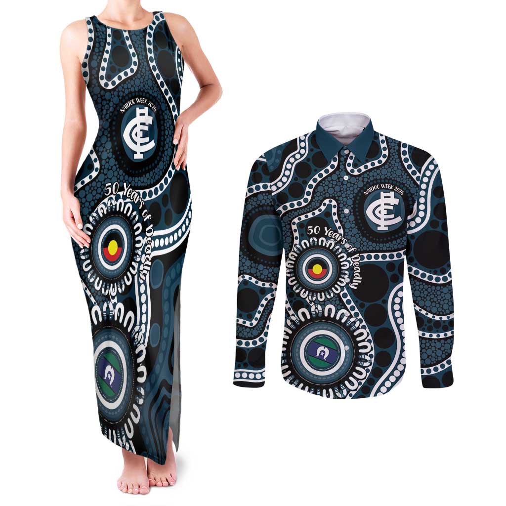 Carlton NAIDOC Week 2026 Personalised Couples Matching Tank Maxi Dress and Long Sleeve Button Shirt 50 Years of Deadly Aboriginal Art
