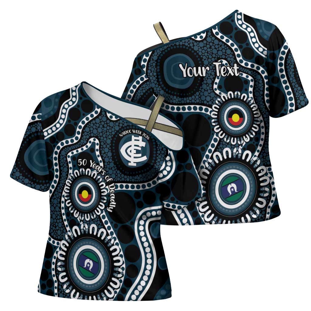 Carlton NAIDOC Week 2026 Personalised Cross Shoulder Shirt 50 Years of Deadly Aboriginal Art