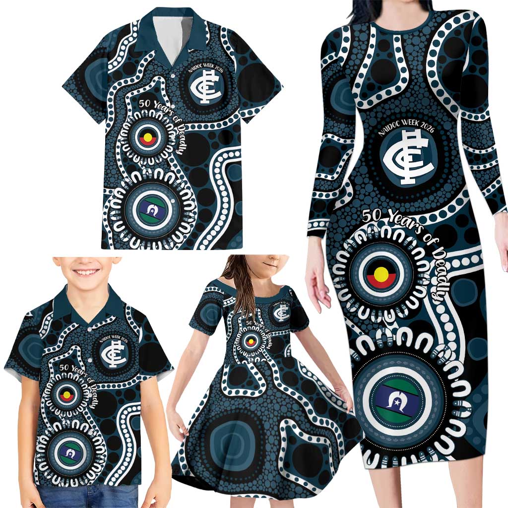 Carlton NAIDOC Week 2026 Personalised Family Matching Long Sleeve Bodycon Dress and Hawaiian Shirt 50 Years of Deadly Aboriginal Art