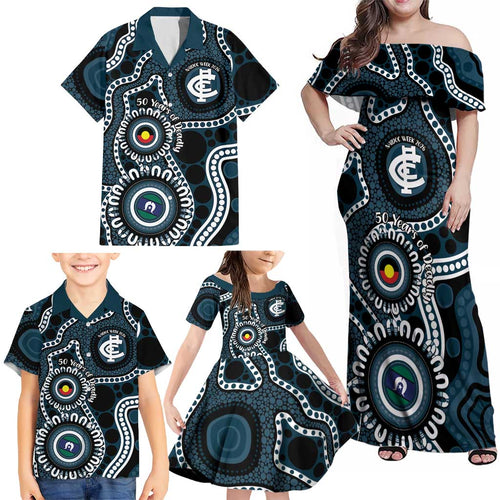 Carlton NAIDOC Week 2026 Personalised Family Matching Off Shoulder Maxi Dress and Hawaiian Shirt 50 Years of Deadly Aboriginal Art