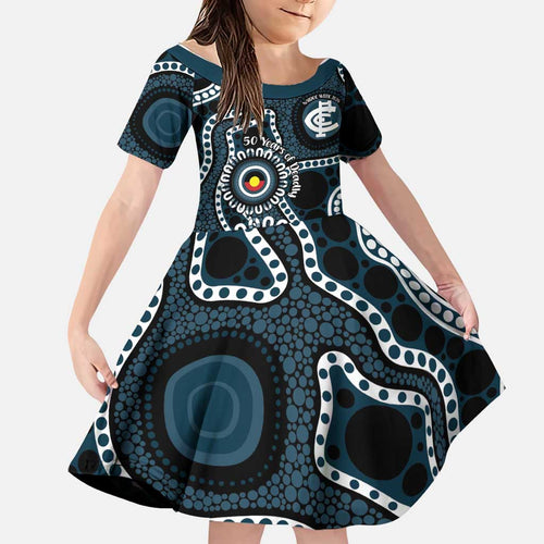 Carlton NAIDOC Week 2026 Personalised Family Matching Off Shoulder Short Dress and Hawaiian Shirt 50 Years of Deadly Aboriginal Art