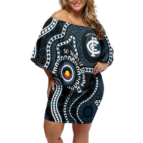 Carlton NAIDOC Week 2026 Personalised Family Matching Off Shoulder Short Dress and Hawaiian Shirt 50 Years of Deadly Aboriginal Art