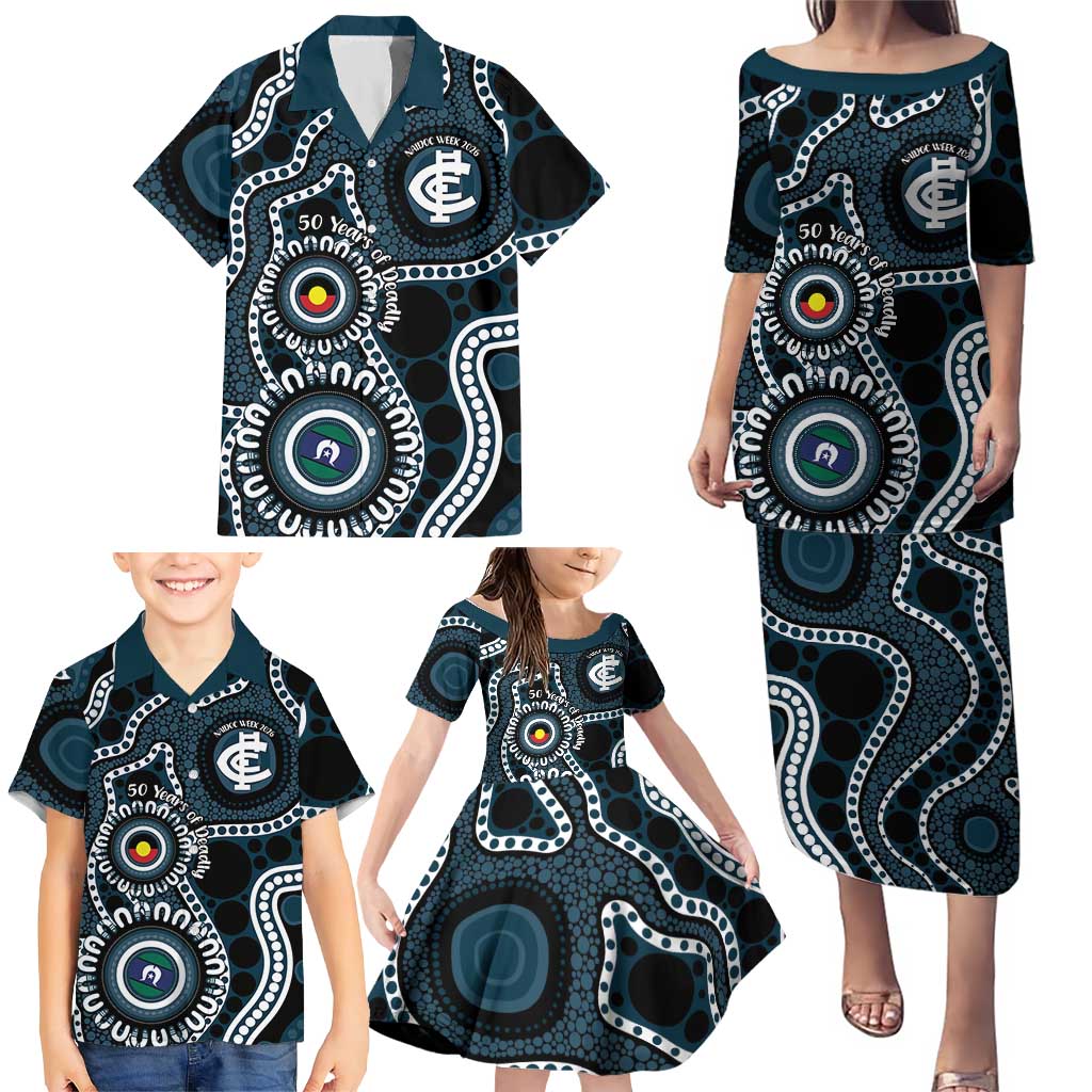 Carlton NAIDOC Week 2026 Personalised Family Matching Puletasi and Hawaiian Shirt 50 Years of Deadly Aboriginal Art