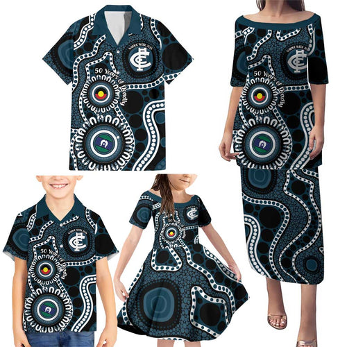Carlton NAIDOC Week 2026 Personalised Family Matching Puletasi and Hawaiian Shirt 50 Years of Deadly Aboriginal Art
