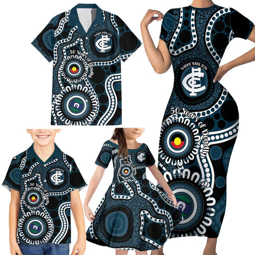Carlton NAIDOC Week 2026 Personalised Family Matching Short Sleeve Bodycon Dress and Hawaiian Shirt 50 Years of Deadly Aboriginal Art