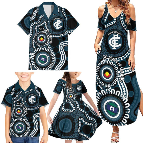 Carlton NAIDOC Week 2026 Personalised Family Matching Summer Maxi Dress and Hawaiian Shirt 50 Years of Deadly Aboriginal Art