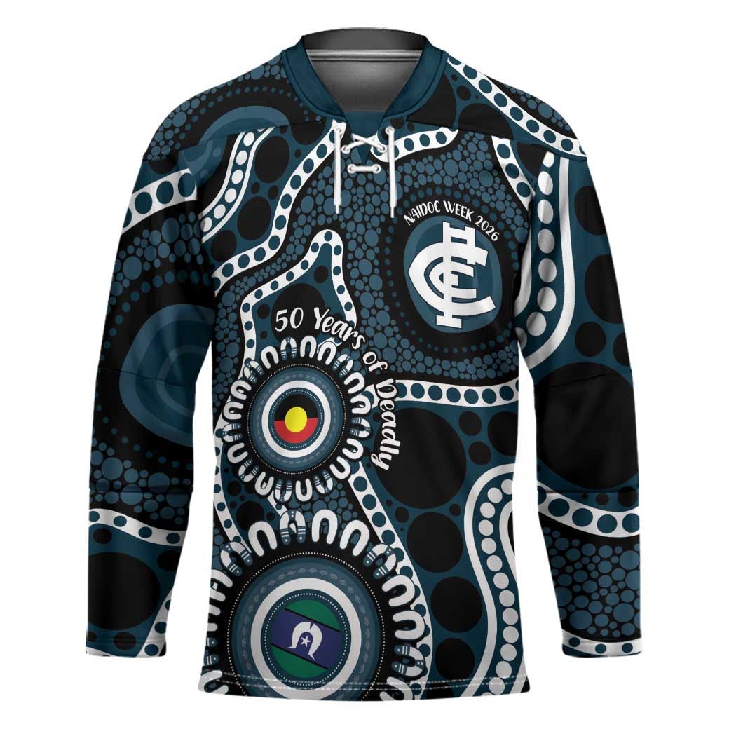 Carlton NAIDOC Week 2026 Personalised Hockey Jersey 50 Years of Deadly Aboriginal Art