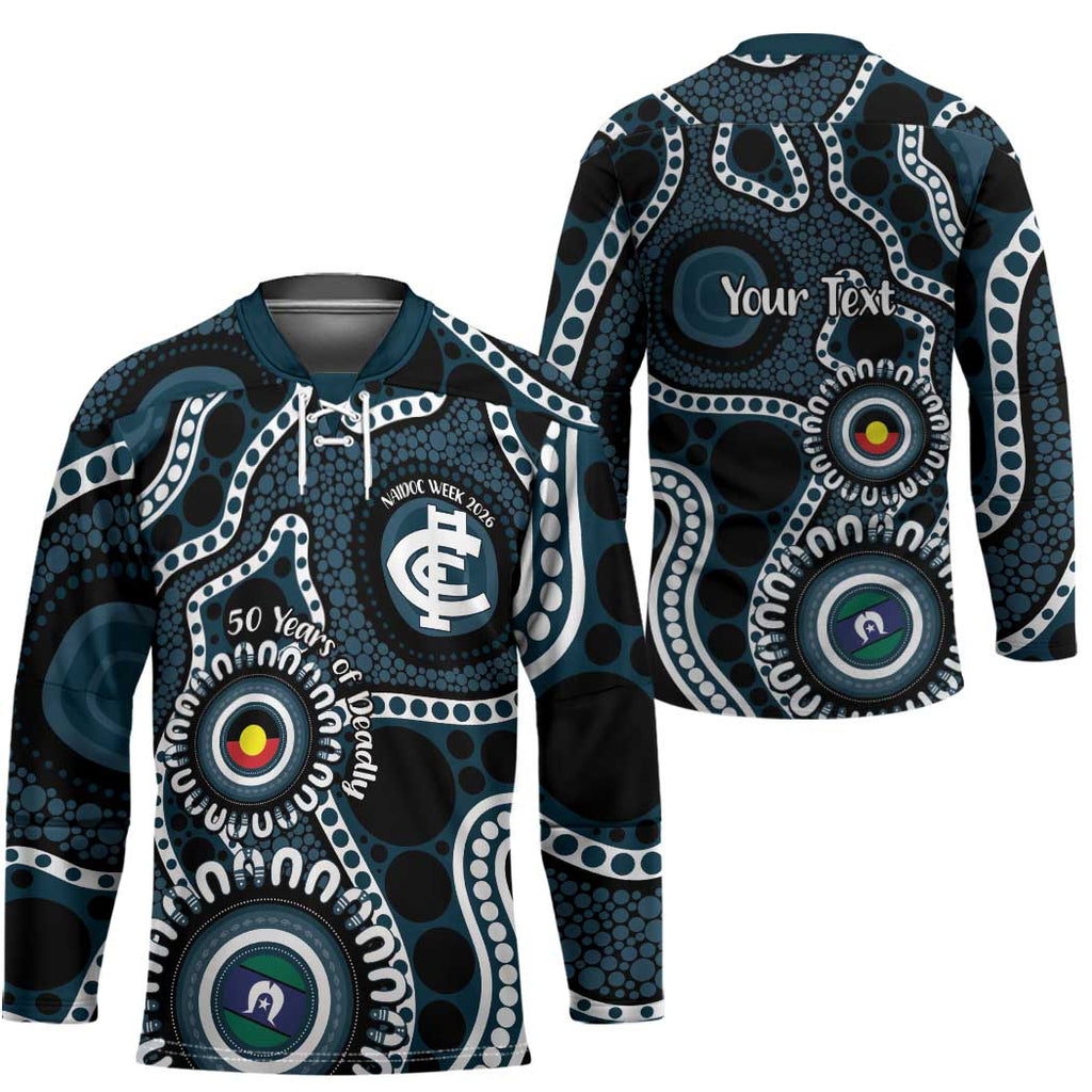 Carlton NAIDOC Week 2026 Personalised Hockey Jersey 50 Years of Deadly Aboriginal Art