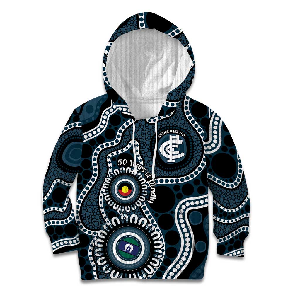 Carlton NAIDOC Week 2026 Personalised Kid Hoodie 50 Years of Deadly Aboriginal Art