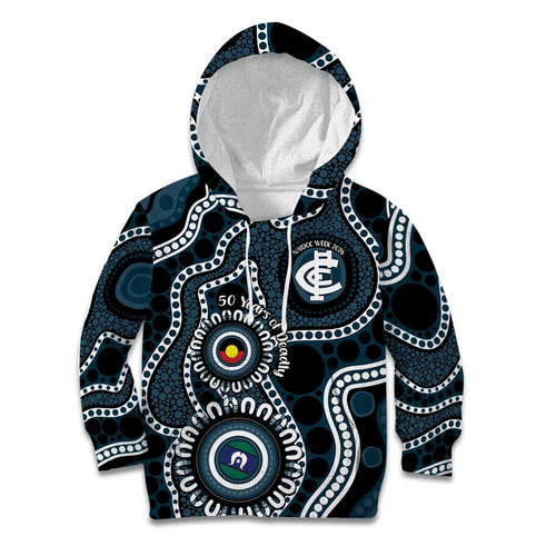 Carlton NAIDOC Week 2026 Personalised Kid Hoodie 50 Years of Deadly Aboriginal Art