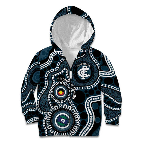 Carlton NAIDOC Week 2026 Personalised Kid Hoodie 50 Years of Deadly Aboriginal Art