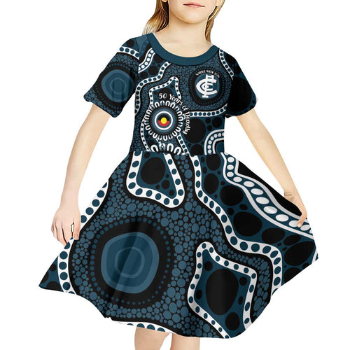 Carlton NAIDOC Week 2026 Personalised Kid Short Sleeve Dress 50 Years of Deadly Aboriginal Art