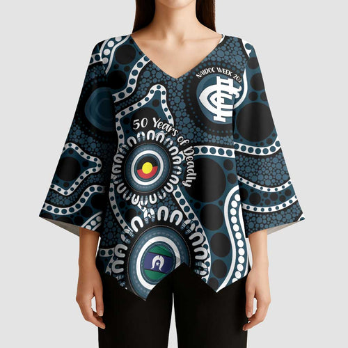 Carlton NAIDOC Week 2026 Personalised Kimono Sleeve Blouse 50 Years of Deadly Aboriginal Art