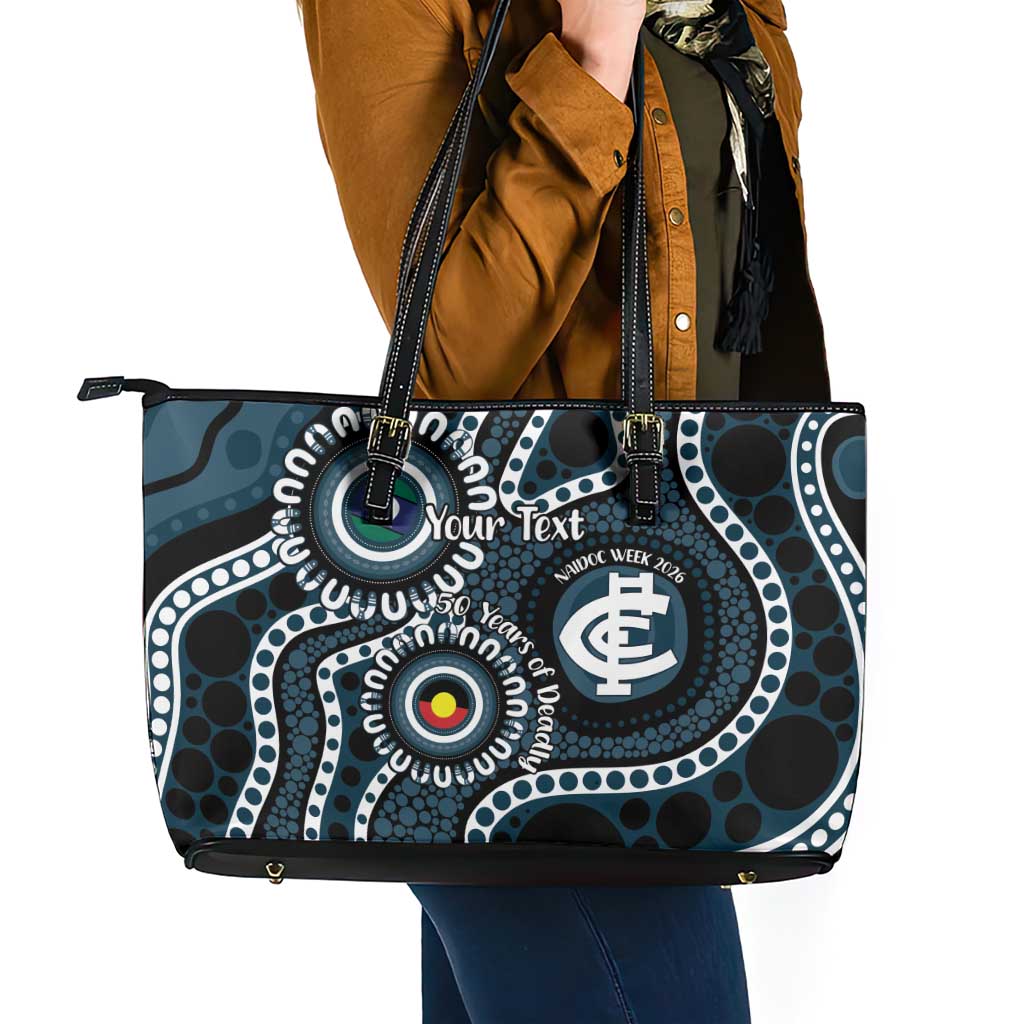 Carlton NAIDOC Week 2026 Personalised Leather Tote Bag 50 Years of Deadly Aboriginal Art