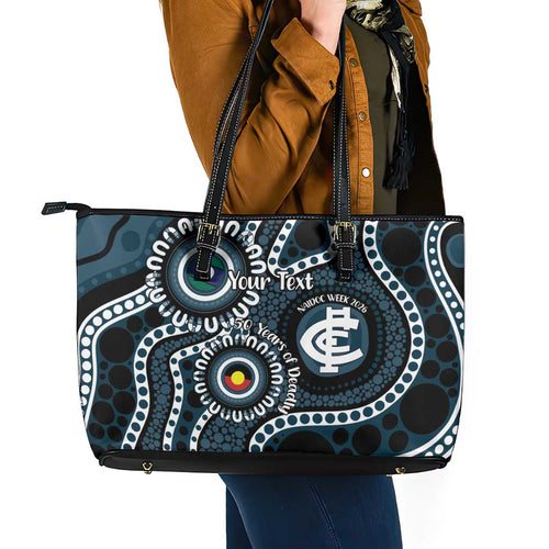 Carlton NAIDOC Week 2026 Personalised Leather Tote Bag 50 Years of Deadly Aboriginal Art