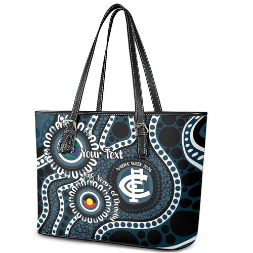 Carlton NAIDOC Week 2026 Personalised Leather Tote Bag 50 Years of Deadly Aboriginal Art