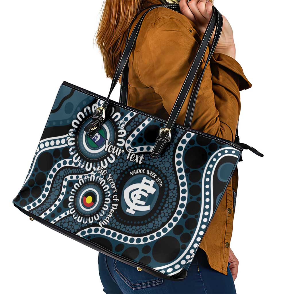 Carlton NAIDOC Week 2026 Personalised Leather Tote Bag 50 Years of Deadly Aboriginal Art