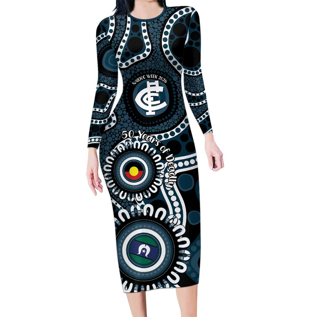 Carlton NAIDOC Week 2026 Personalised Long Sleeve Bodycon Dress 50 Years of Deadly Aboriginal Art