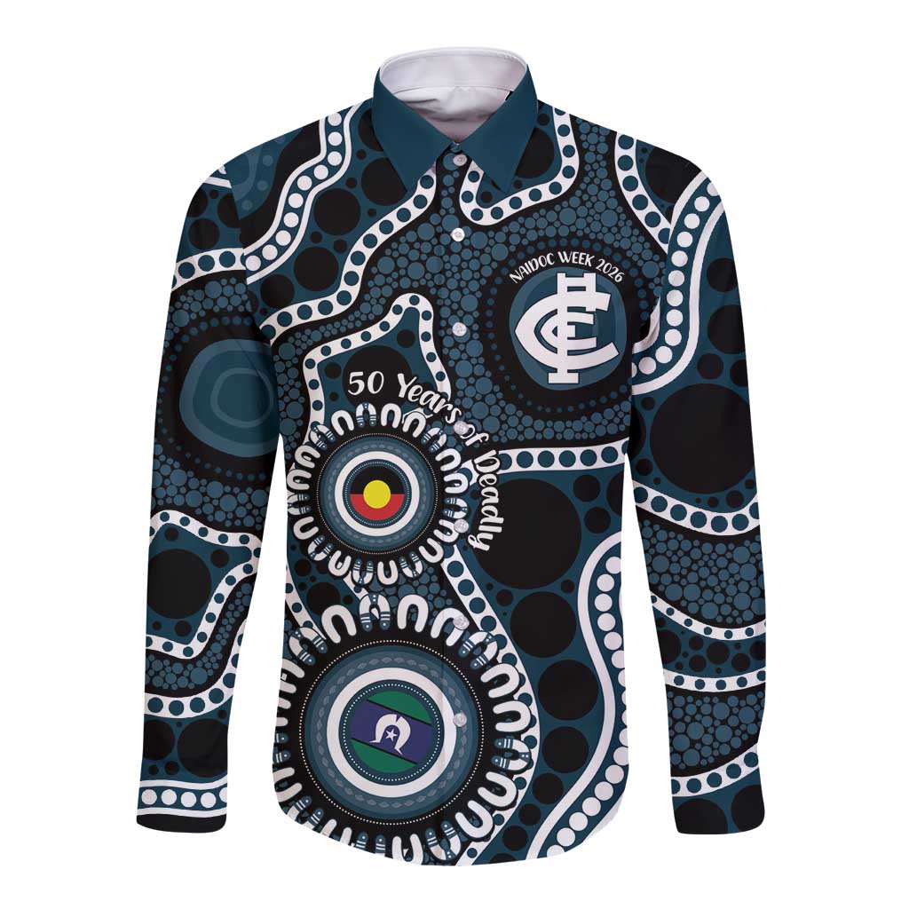 Carlton NAIDOC Week 2026 Personalised Long Sleeve Button Shirt 50 Years of Deadly Aboriginal Art