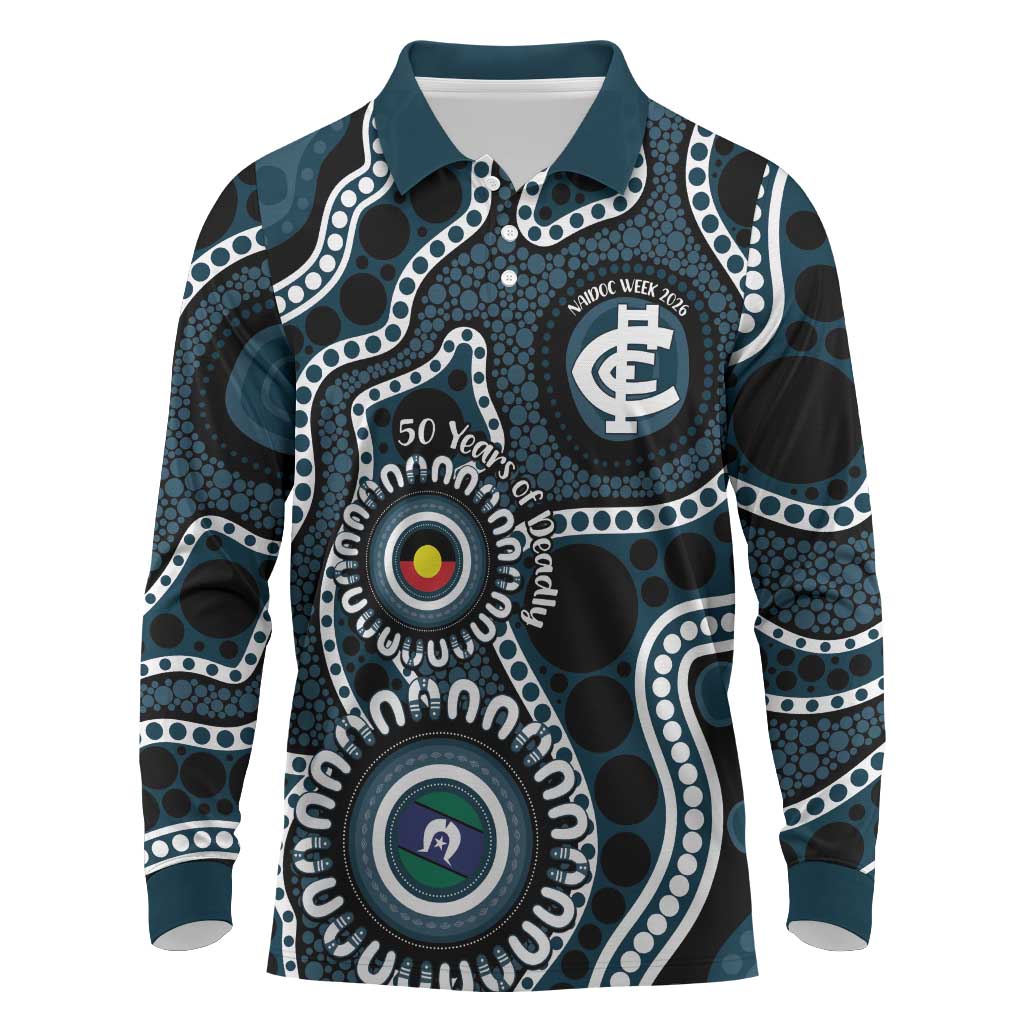 Carlton NAIDOC Week 2026 Personalised Long Sleeve Polo Shirt 50 Years of Deadly Aboriginal Art